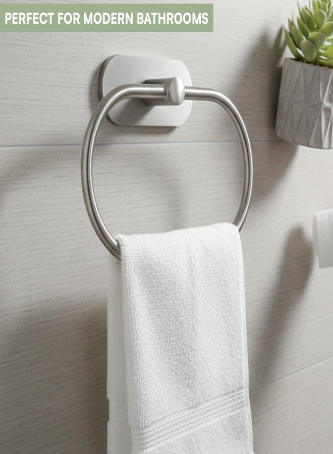 Oslen Magic Sticker Self Adhesive Stainless Steel Towel Ring Holder - Capsule Shape Wall Mount, Chrome Finish, Rust-Resistant, Space-Saving Bathroom Accessory for Hand Towels No Drilling (Pack of 1) - Image 5